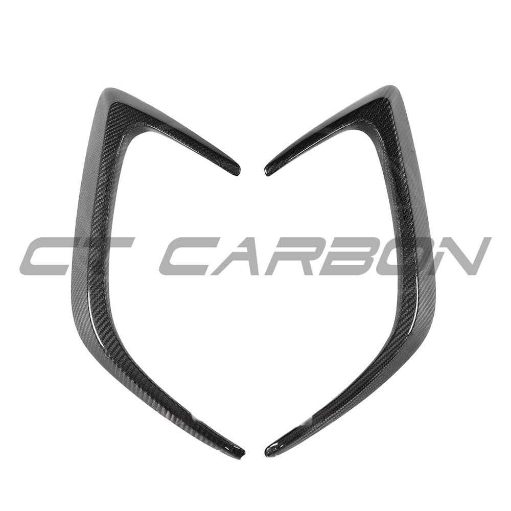 Carbon fibre rear bumper canards for Mercedes W205 C63 and C63S coupe, designed as high-performance accessories by CT Carbon.