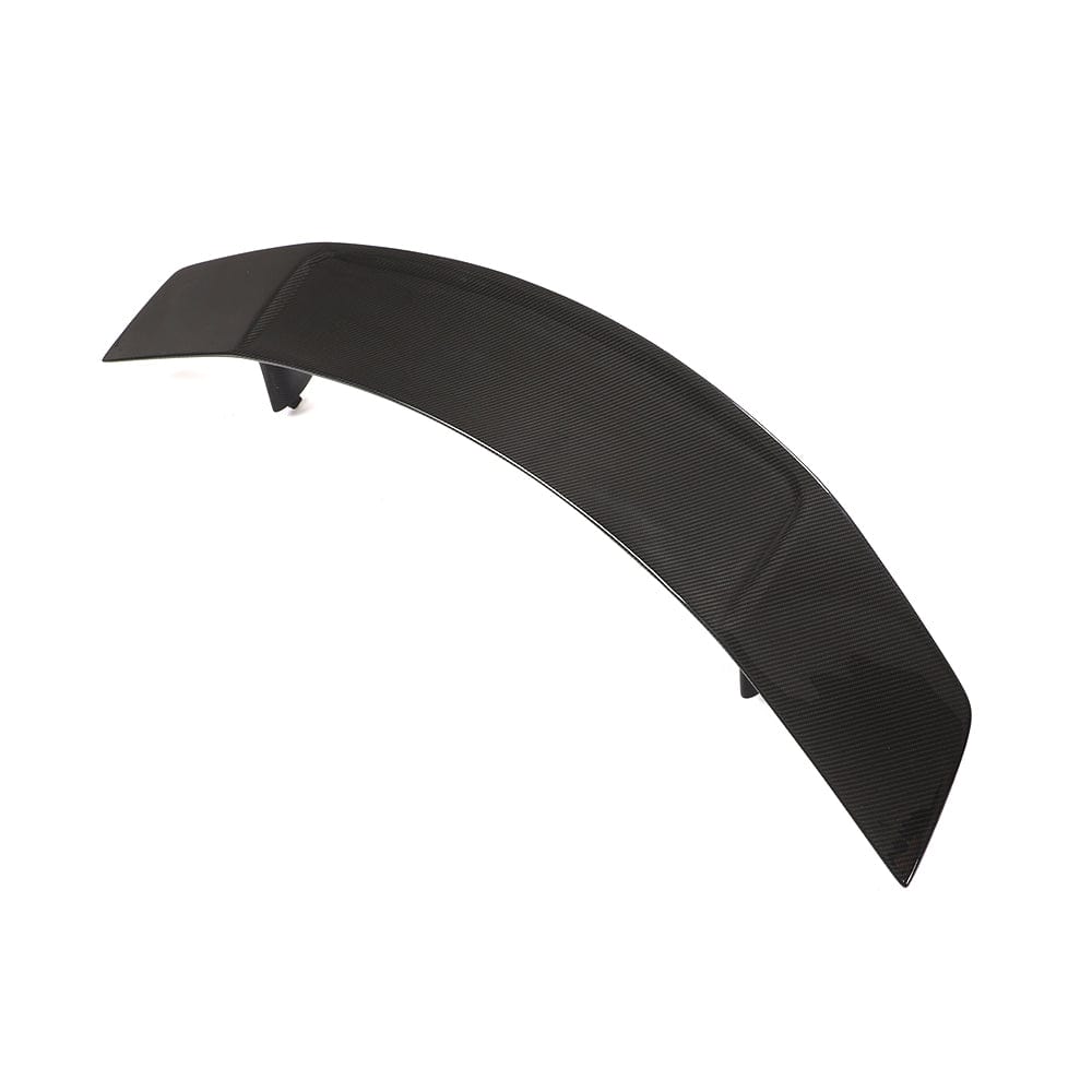 CT Carbon rear wing spoiler for Audi R8 V10 Gen 2/2.5 with carbon fiber V-style design, shown installed on the vehicle.