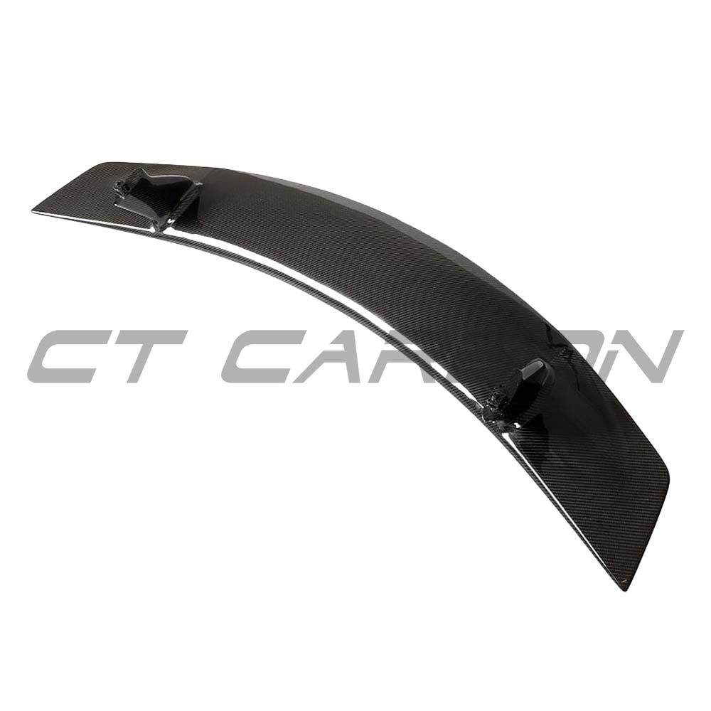 CT Carbon Audi R8 V10 Gen 2/2.5 carbon fibre rear wing spoiler with V-style design on a sleek sports car.