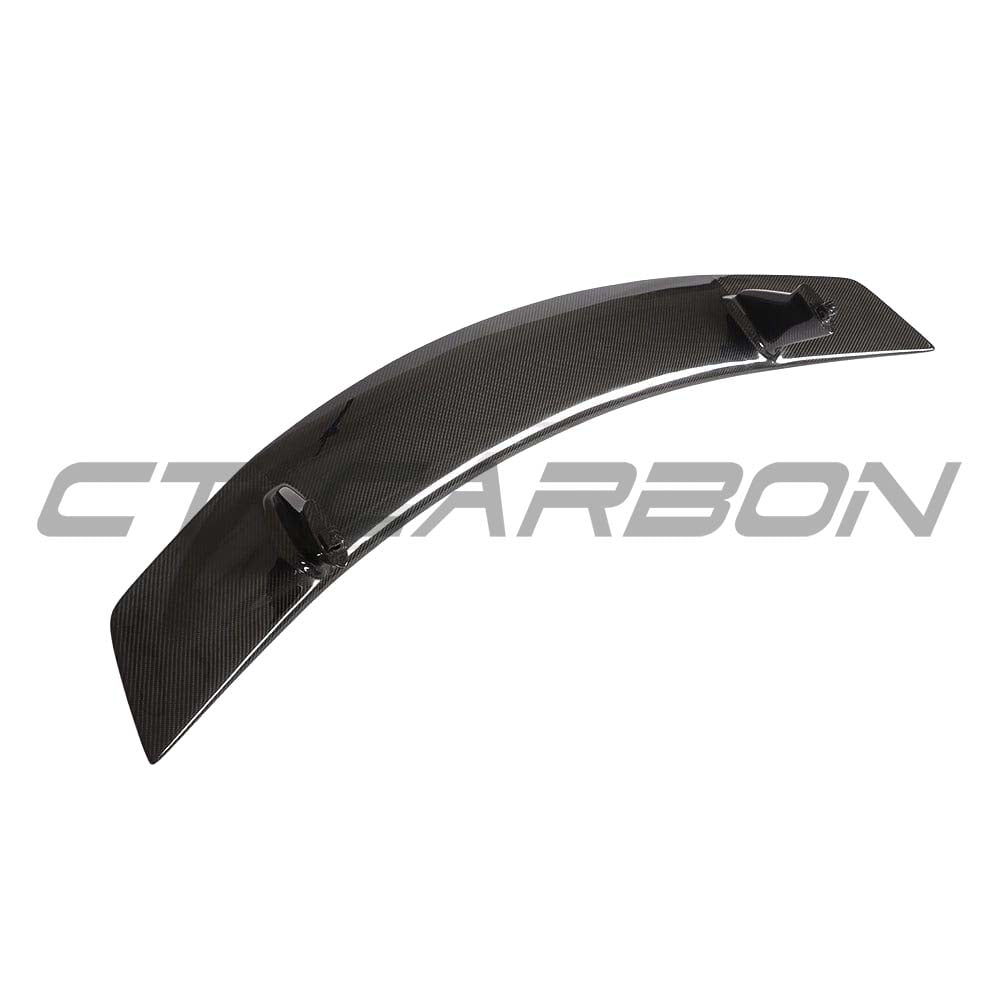 CT Carbon Audi R8 V10 Gen 2/2.5 carbon fibre rear spoiler wing with V-style design, enhances aerodynamic performance.
