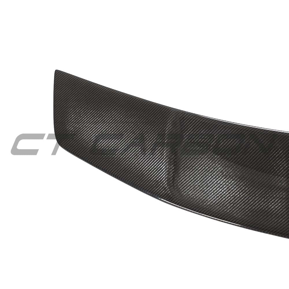 CT Carbon Audi R8 V10 Gen 2/2.5 carbon fiber rear wing spoiler with V-style design, showcasing aerodynamic performance and sleek style.
