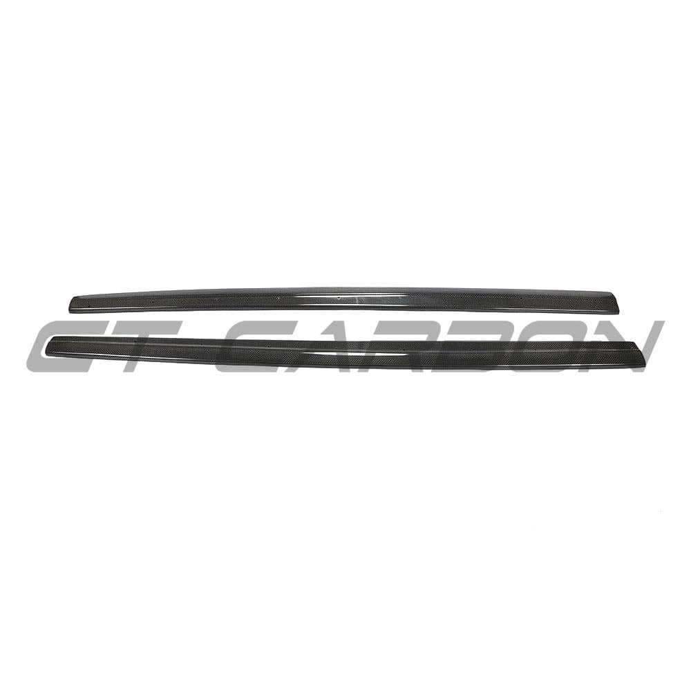 CT Carbon side skirts for Audi A3/S3/RS3 8V saloon, made of carbon fiber, shown on vehicle side profile.