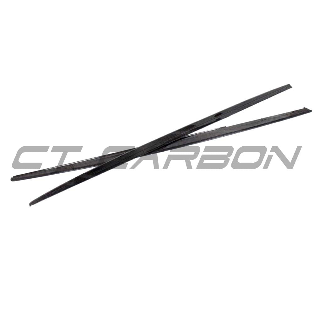 BMW F30 3 Series 2011-2019 CT Carbon side skirts in full carbon fiber, MP style, for enhanced sporty look and aerodynamics.