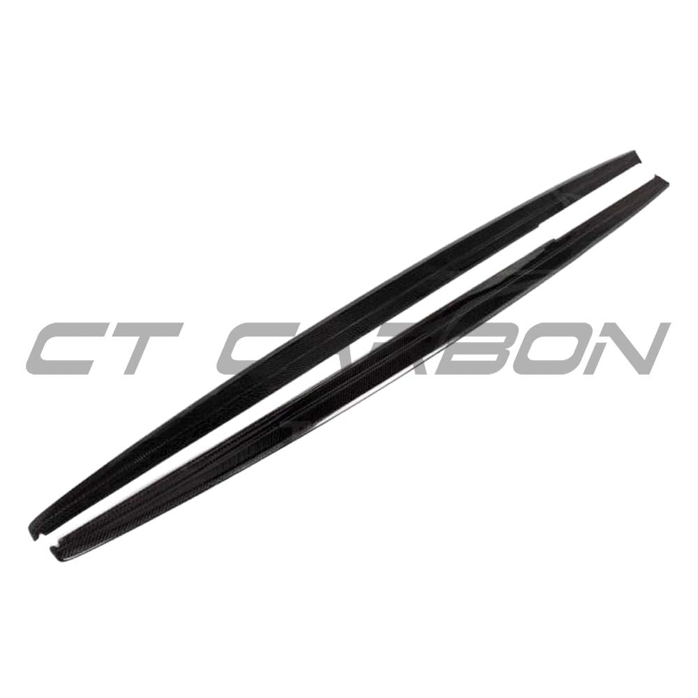 BMW F30 3 Series 2011-2019 CT Carbon full carbon fibre side skirts kit, MP style, showing sleek, textured carbon fiber design.