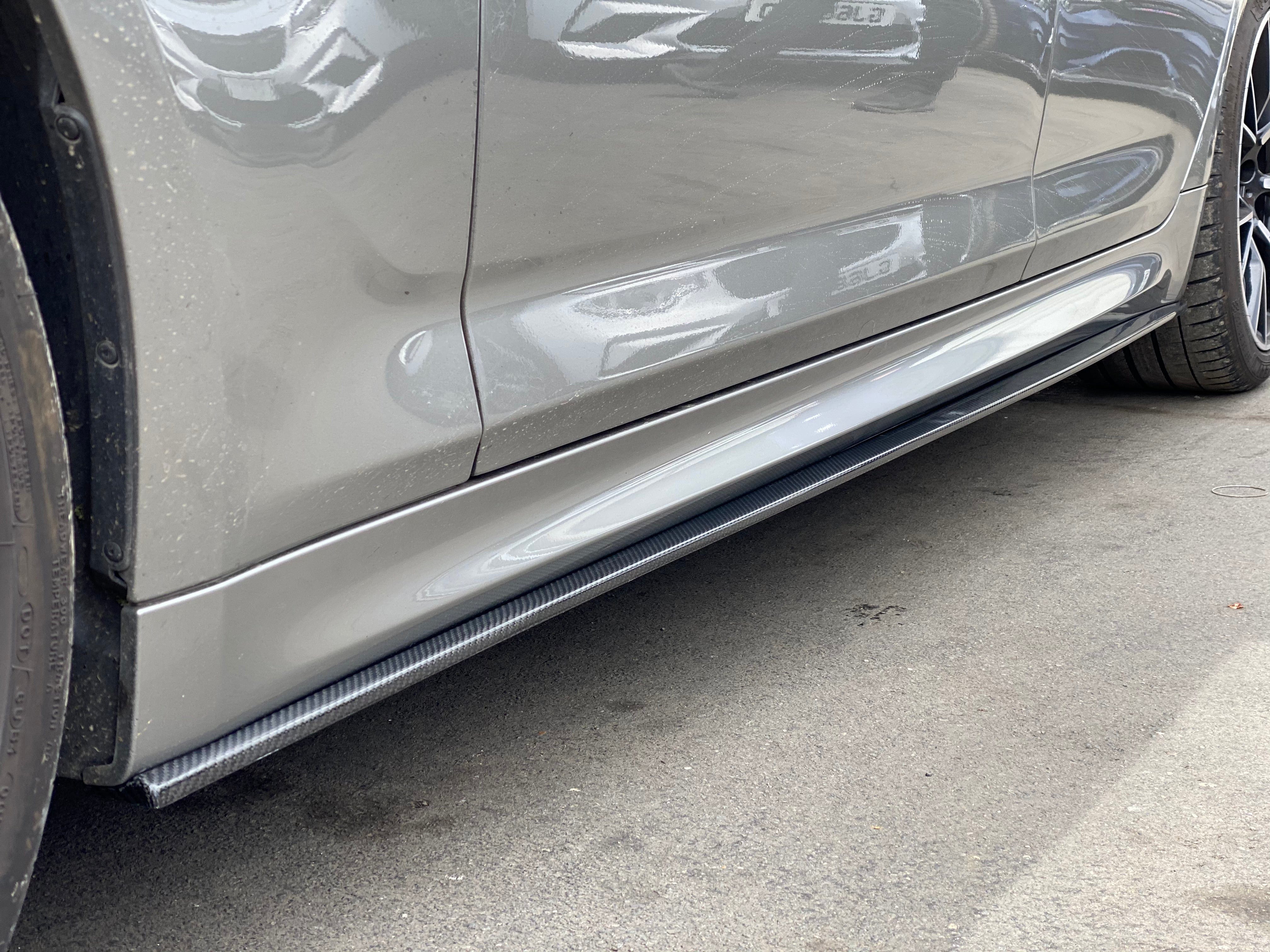BMW F90 M5 and G30/G31 5 Series carbon fibre side skirts by CT Carbon, showcasing sleek, lightweight performance-enhancing design.