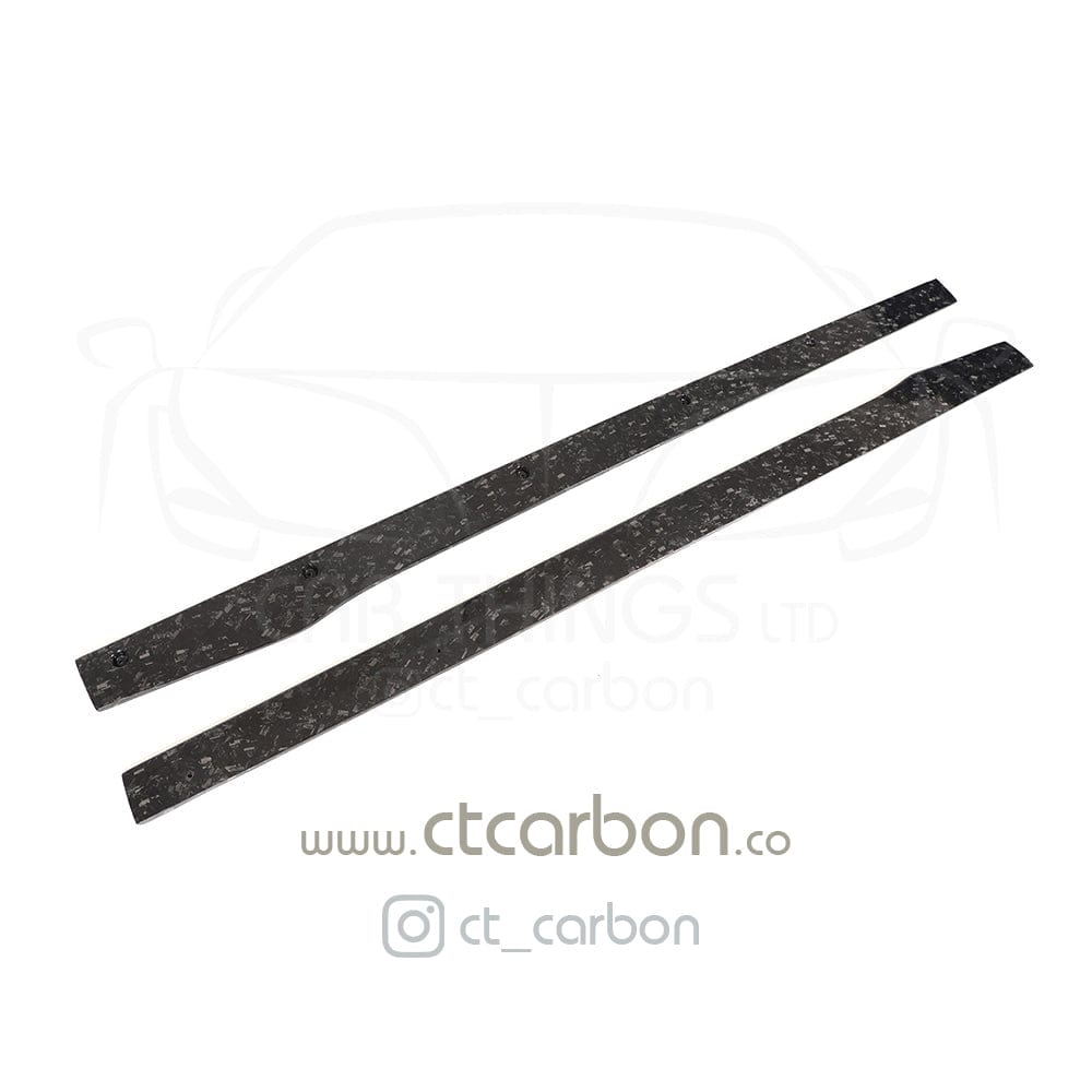 CT Carbon forged carbon fiber side skirts for Mercedes C63/C63S W205 coupe and saloon, featuring a D-style design.