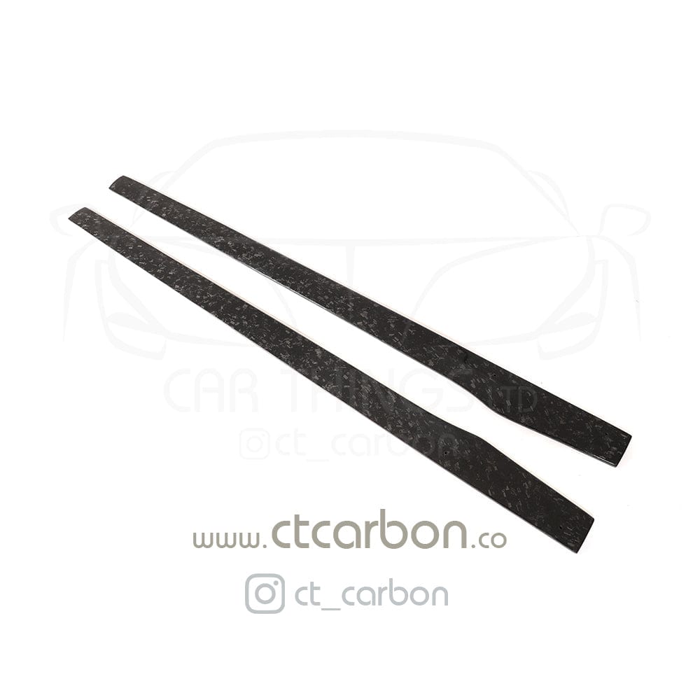 CT Carbon forged carbon fiber side skirts for Mercedes C63/C63S W205 coupe and saloon, D-style sporty aerodynamic design.
