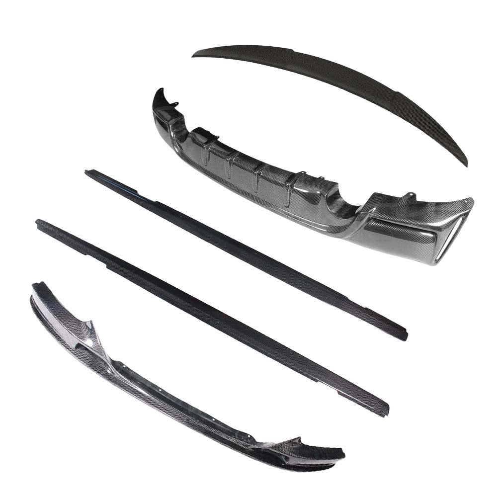 BMW F22 2 Series 2014-2020 CT Carbon full carbon fiber front lip splitter kit, detailed close-up of OEM-style design.