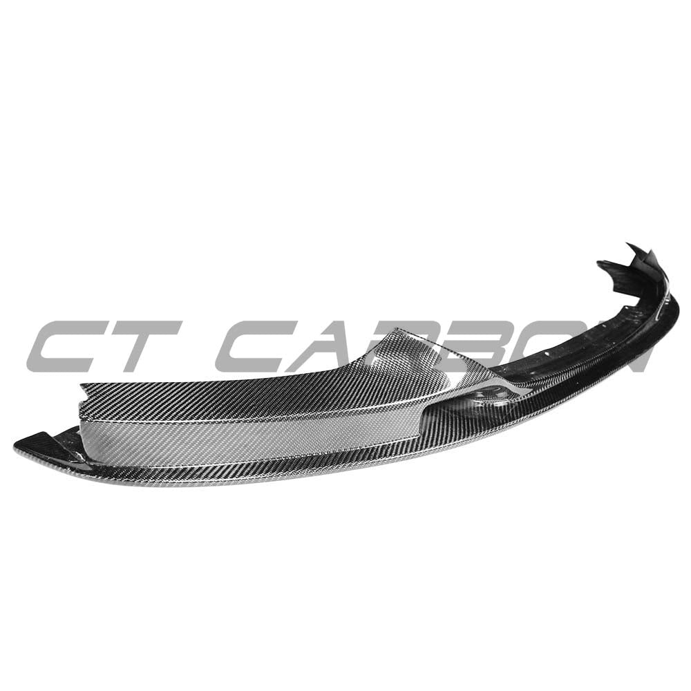 BMW 2 Series F22 F23 M Sport carbon front lip splitter by CT Carbon, showcasing its sleek, aerodynamic design.
