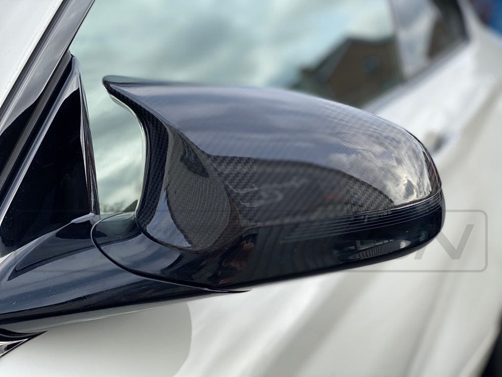 BMW F80/F82/F83/F87 M2C M3 M4 Carbon Fibre Mirrors by CT Carbon, LHD only, showing sleek, lightweight side mirror accessories.