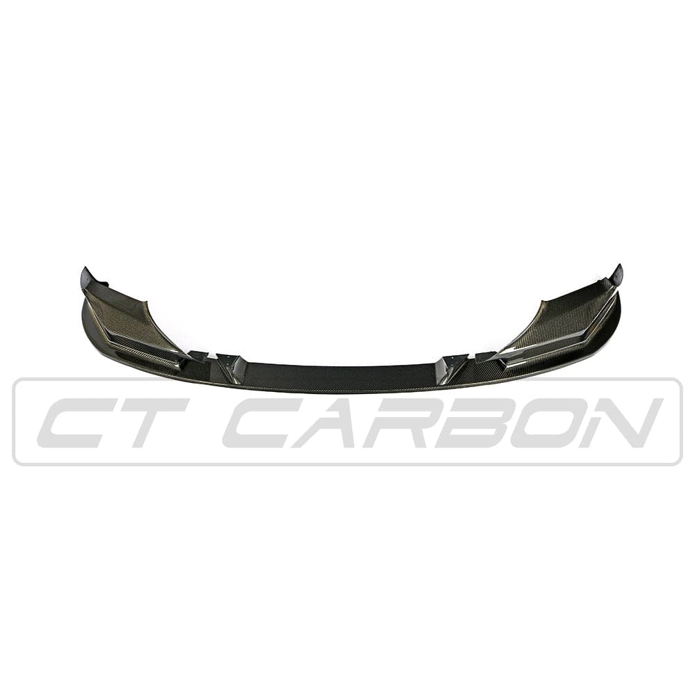 BMW F90 M5 M5C Competition carbon fibre splitter by CT Carbon, showcasing the aerodynamic design and sleek 3D style.