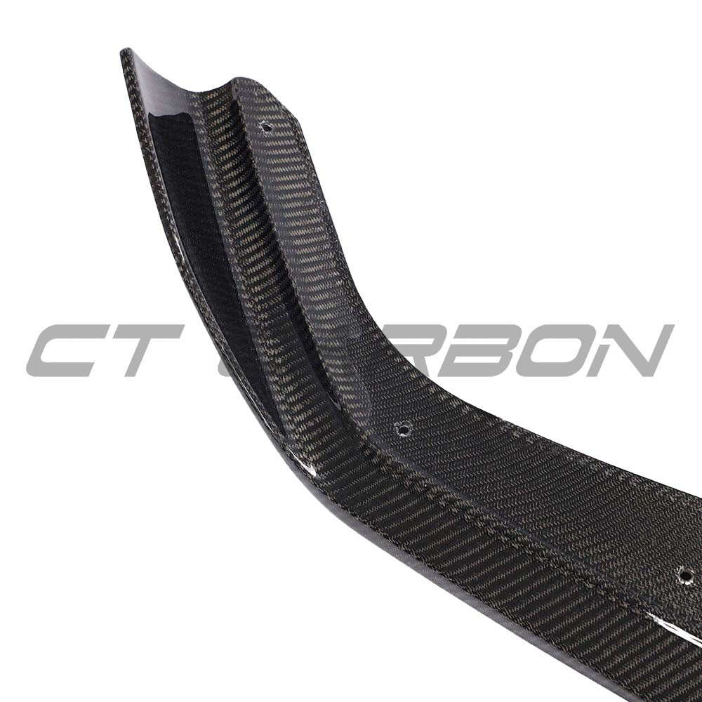 BMW F87 M2 2016-2018 CT Carbon full carbon fibre splitter kit with CS style design, shown on the car's front bumper.