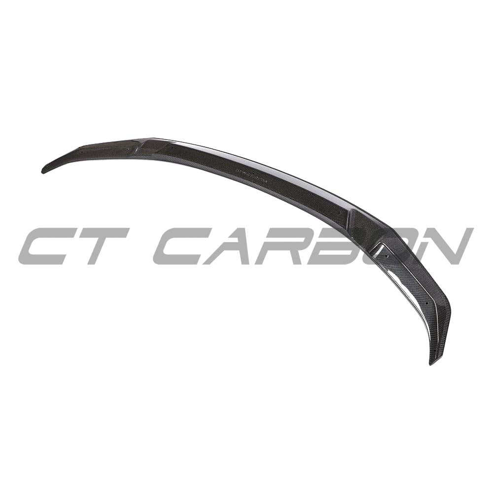 BMW M2C F87 2018-2021 carbon fibre GTS-style splitter by CT Carbon, showcasing sleek aerodynamic design on the front of the car.