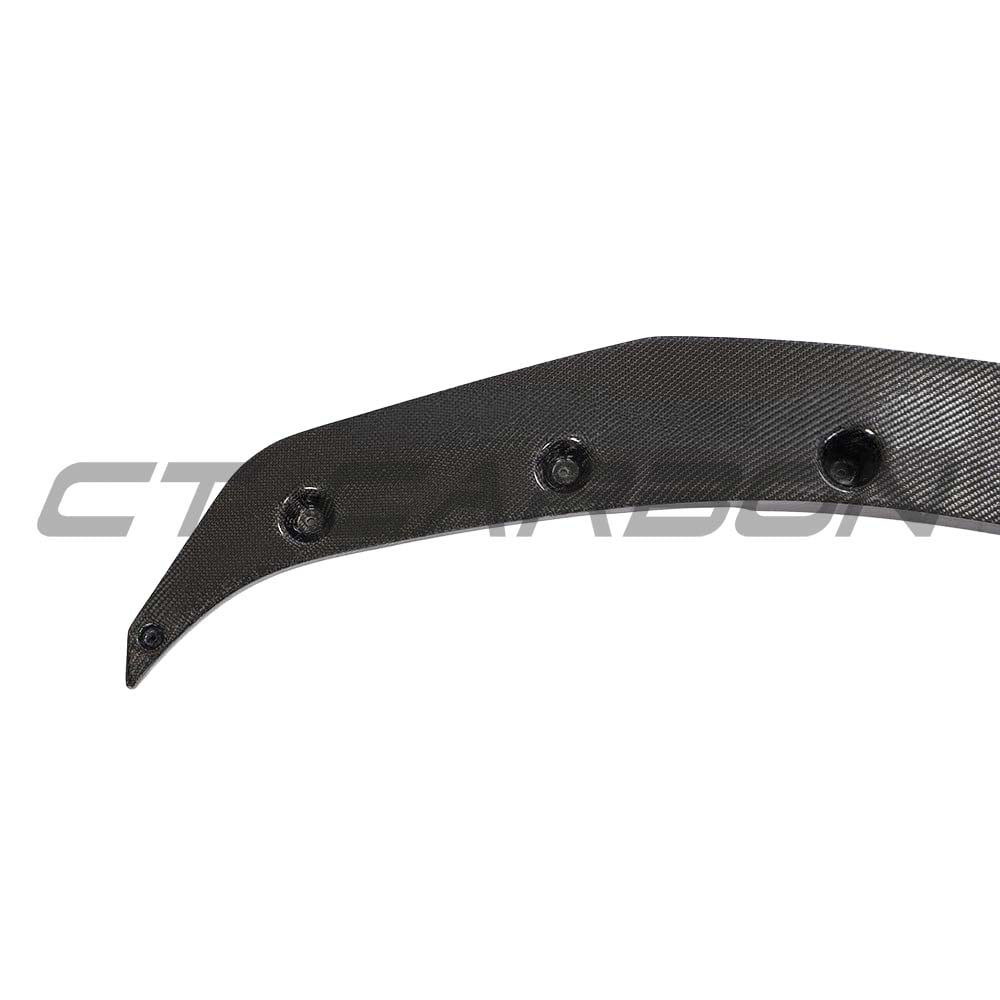 BMW M2C F87 2018-2021 Carbon Fibre Splitter by CT Carbon, GTS style, featuring sleek aerodynamic design on a sporty car.