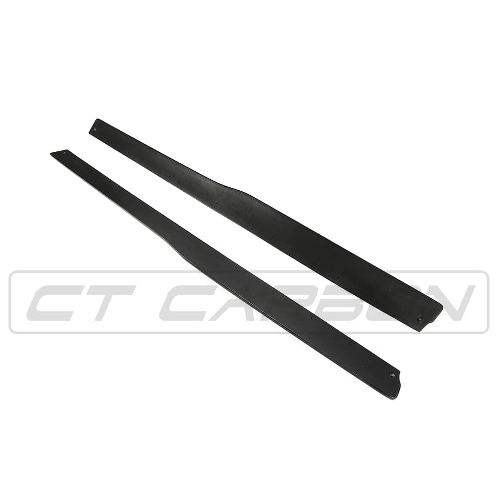BMW M4 F82 F83 carbon fibre side skirts by CT Carbon, featuring a sleek PS Style design for enhanced aerodynamics and sporty look.