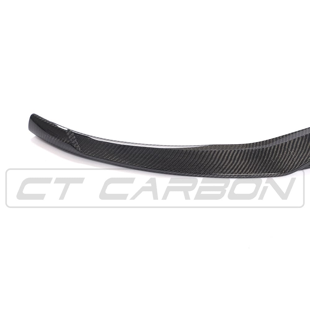 CT Carbon splitter for Mercedes C43 and C-Class W205 facelift featuring carbon fibre finish and sleek aerodynamic design.