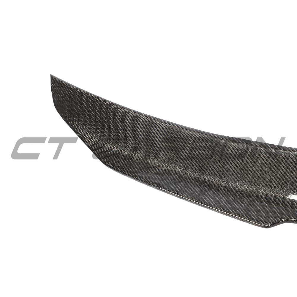 Carbon fiber spoiler for Audi A5/S5 B9 Coupe from CT Carbon, shown installed on the vehicle's rear exterior.