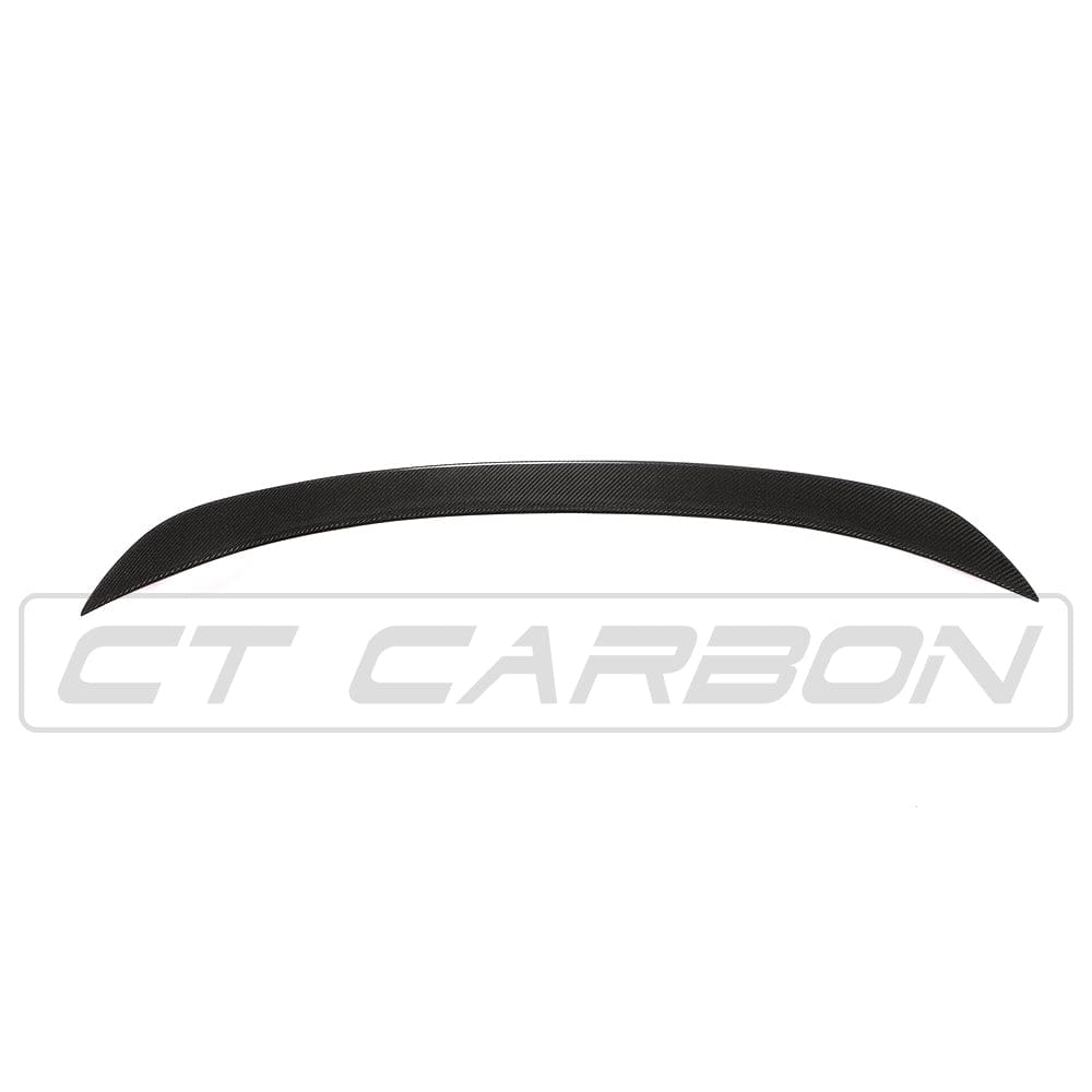 BMW F10 M5 and 5 Series Carbon Fibre Spoiler by CT Carbon, showcasing sleek V-style design and high-quality carbon fiber details.