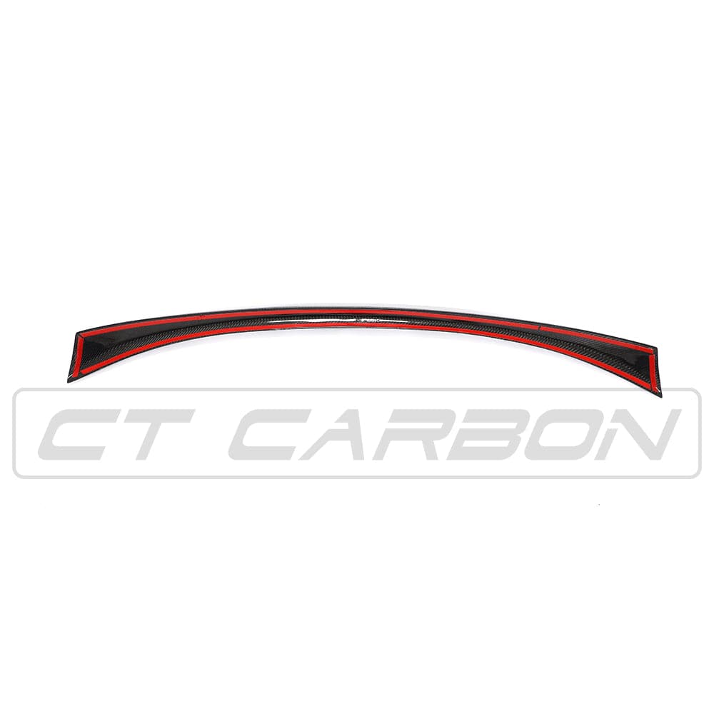 BMW F10 M5 and 5 Series carbon fiber spoiler by CT Carbon, V-style design with sleek, aerodynamic appearance for sporty enhancement.