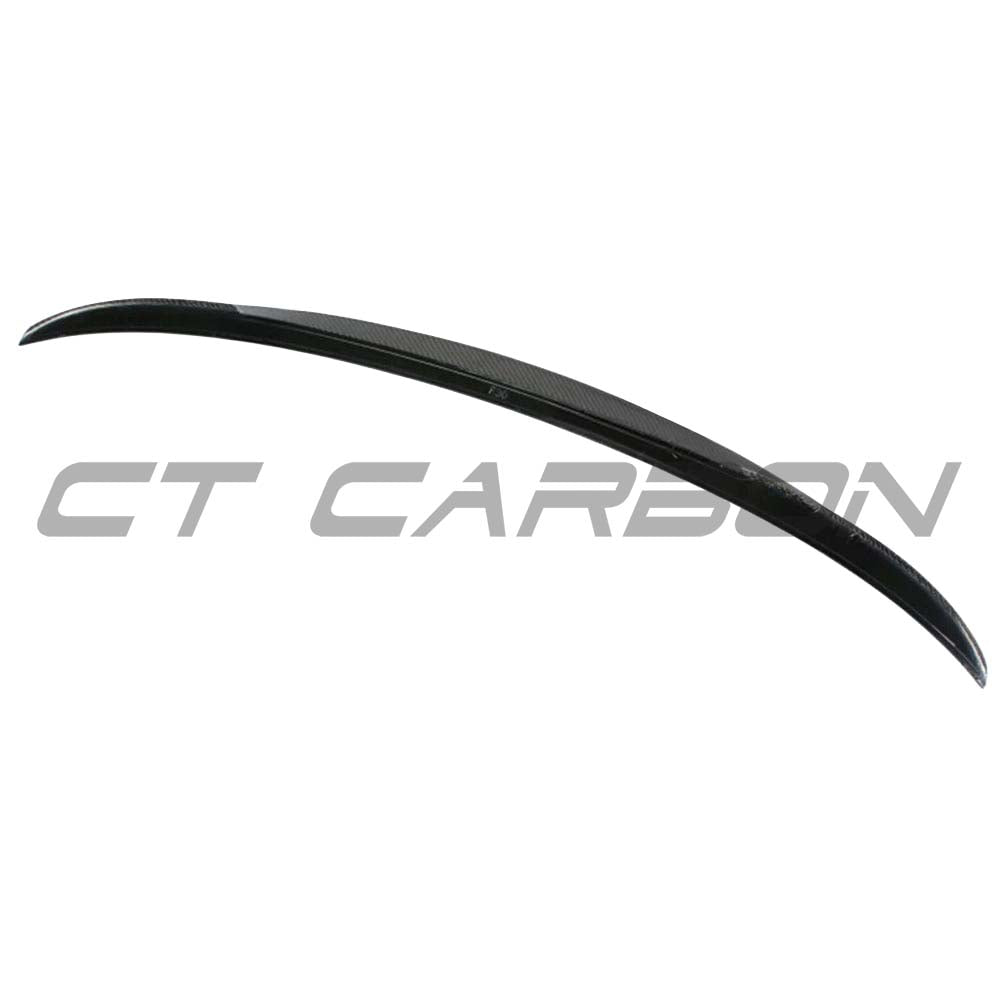 BMW F30 3 Series 2011-2019 CT Carbon full carbon fibre kit showing a sleek rear spoiler with MP style design.