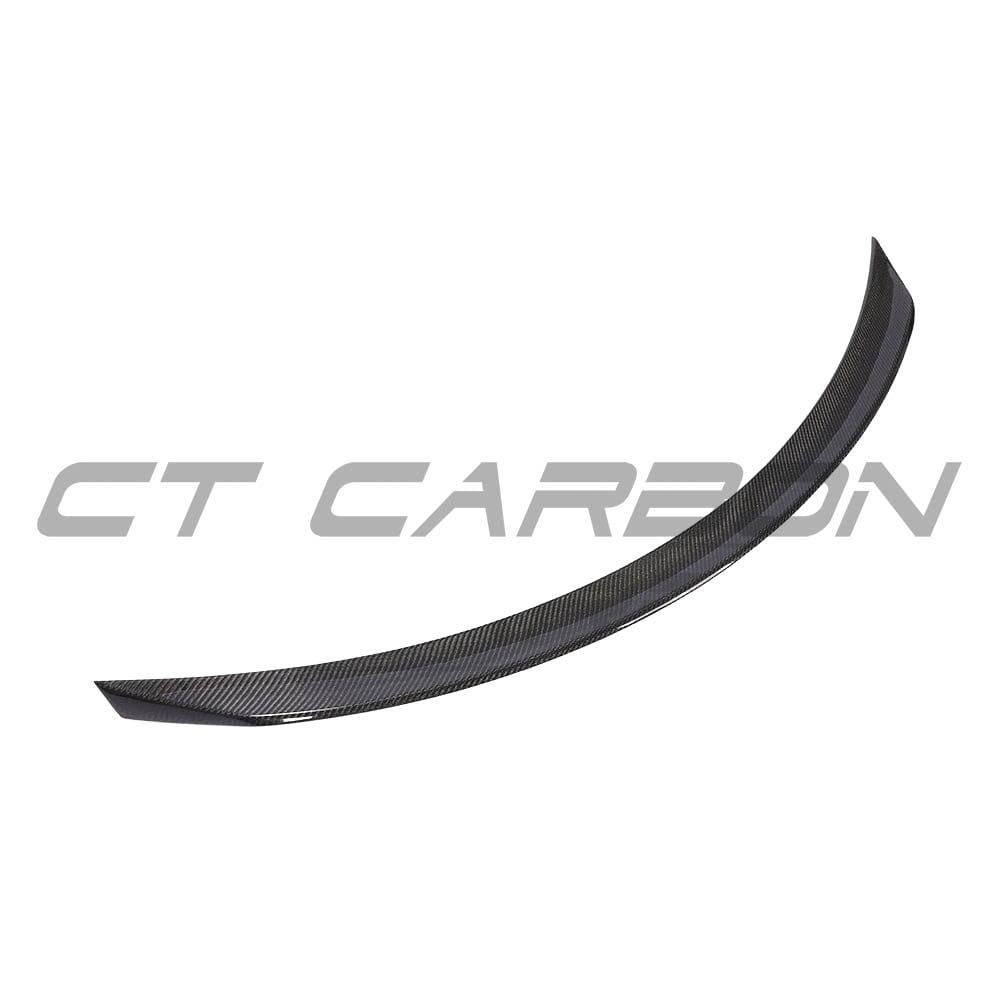 Carbon spoiler for Mercedes C63/C63S/C-Class W205 coupe by CT Carbon, showing sleek black aerodynamic design on the vehicle's rear.