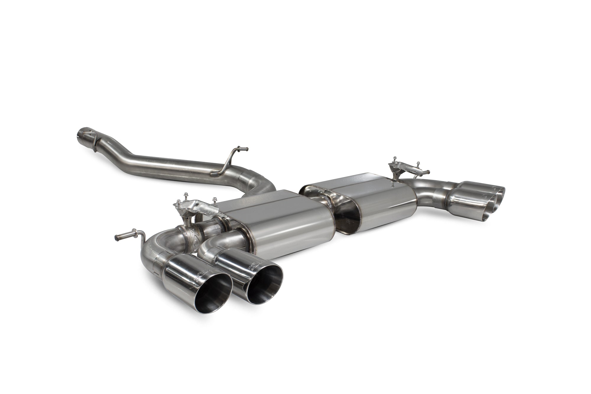 Scorpion Audi SQ2 Non-Res GPF-Back Exhaust - product view - Polished Daytona 100mm