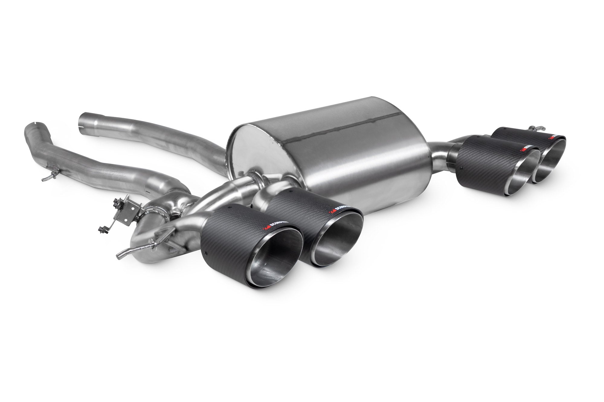 Scorpion BMW M3 G81 Touring Half Exhaust System - product view - Carbon Fibre Ascari 114mm