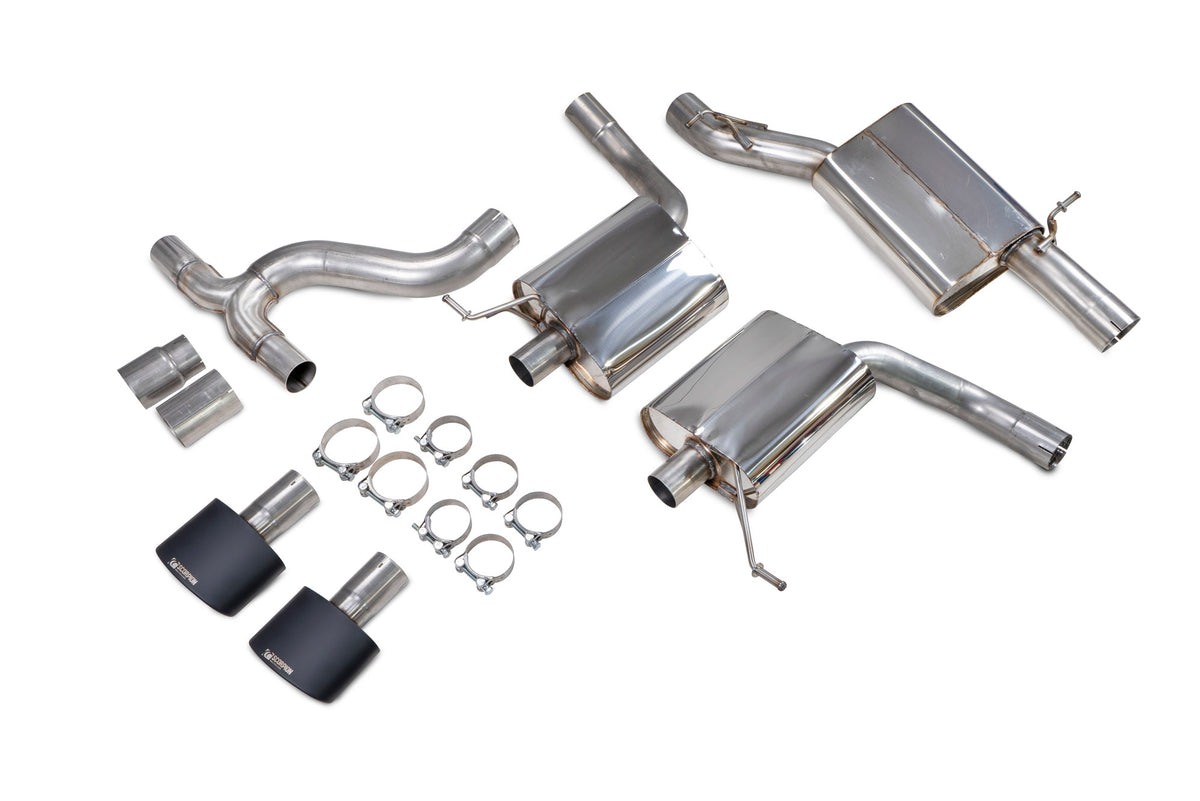 Scorpion Exhausts GPF-Back Exhaust System for Seat Leon Cupra ST 300 4Drive, showing the stainless steel pipes and resonated design.