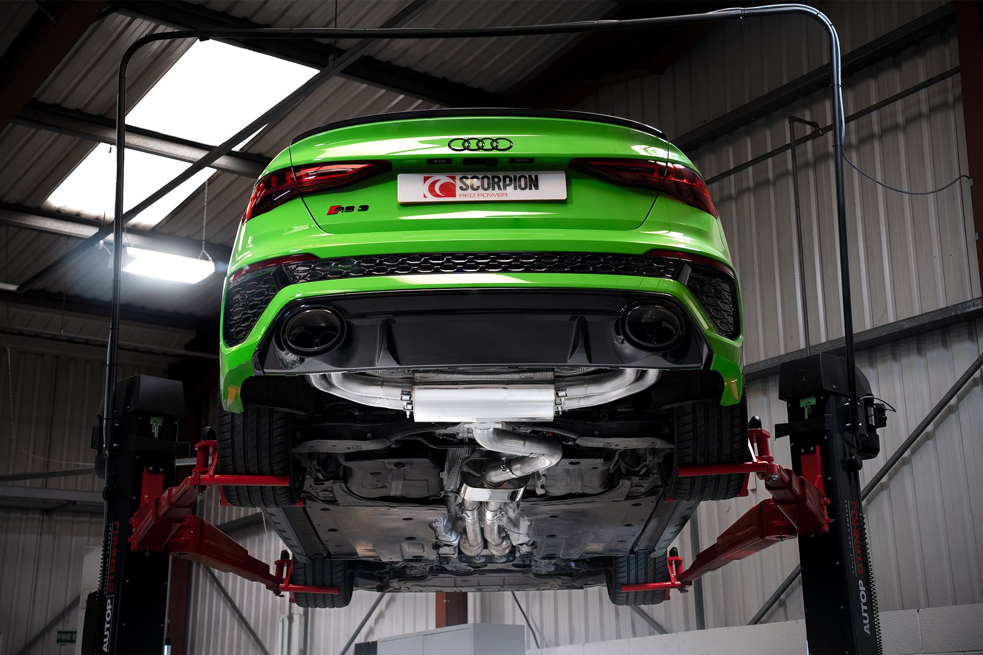 Scorpion Audi RS3 8Y Saloon Resonated GPF-Back Exhaust - rear detail view