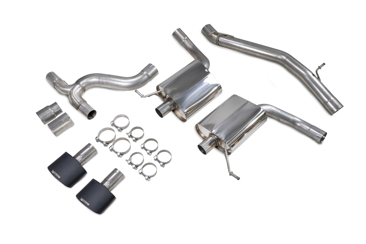 Scorpion Exhausts GPF-Back Exhaust System for Seat Leon Cupra ST 300 4Drive, showing the non-resonated exhaust pipes and tips.