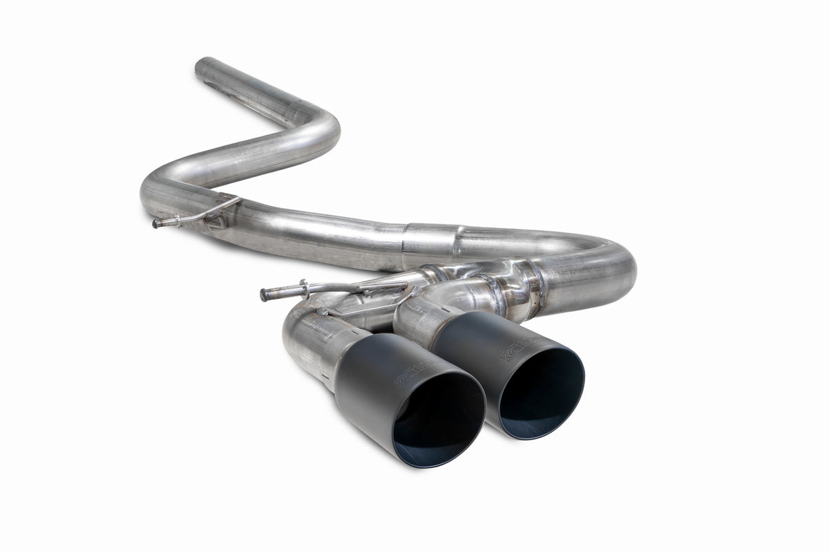 Scorpion Volkswagen Golf MK7 GTD 185PS cat-back exhaust system with polished stainless steel muffler and piping.