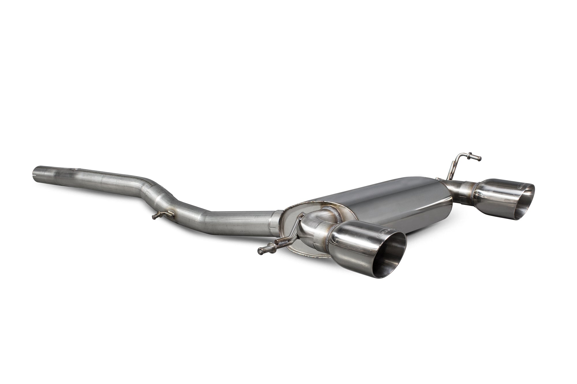 Scorpion Audi TT Mk1 quattro sport cat-back exhaust system with non-resonated mufflers, featuring polished stainless steel pipes.