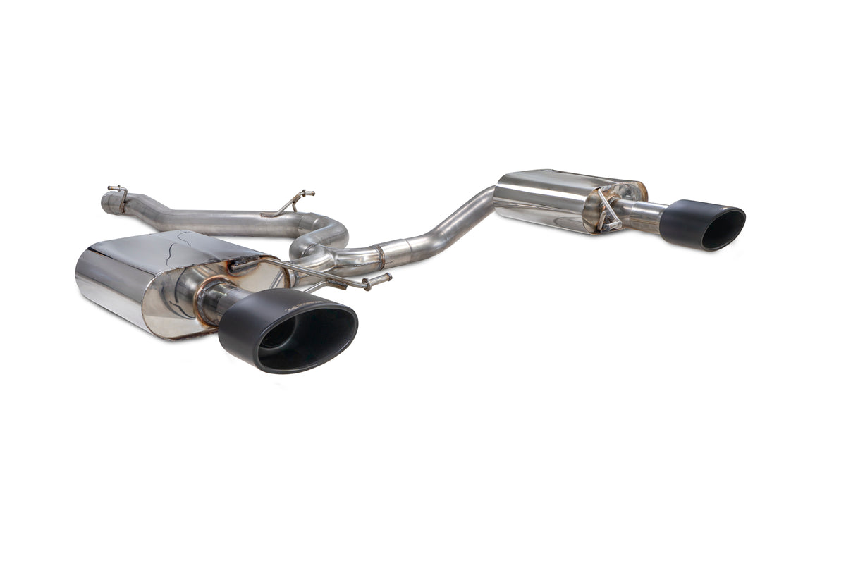 Scorpion Exhausts GPF-Back exhaust system for Seat Leon Cupra ST 300 4Drive, showing polished stainless steel pipes and dual tailpipes.