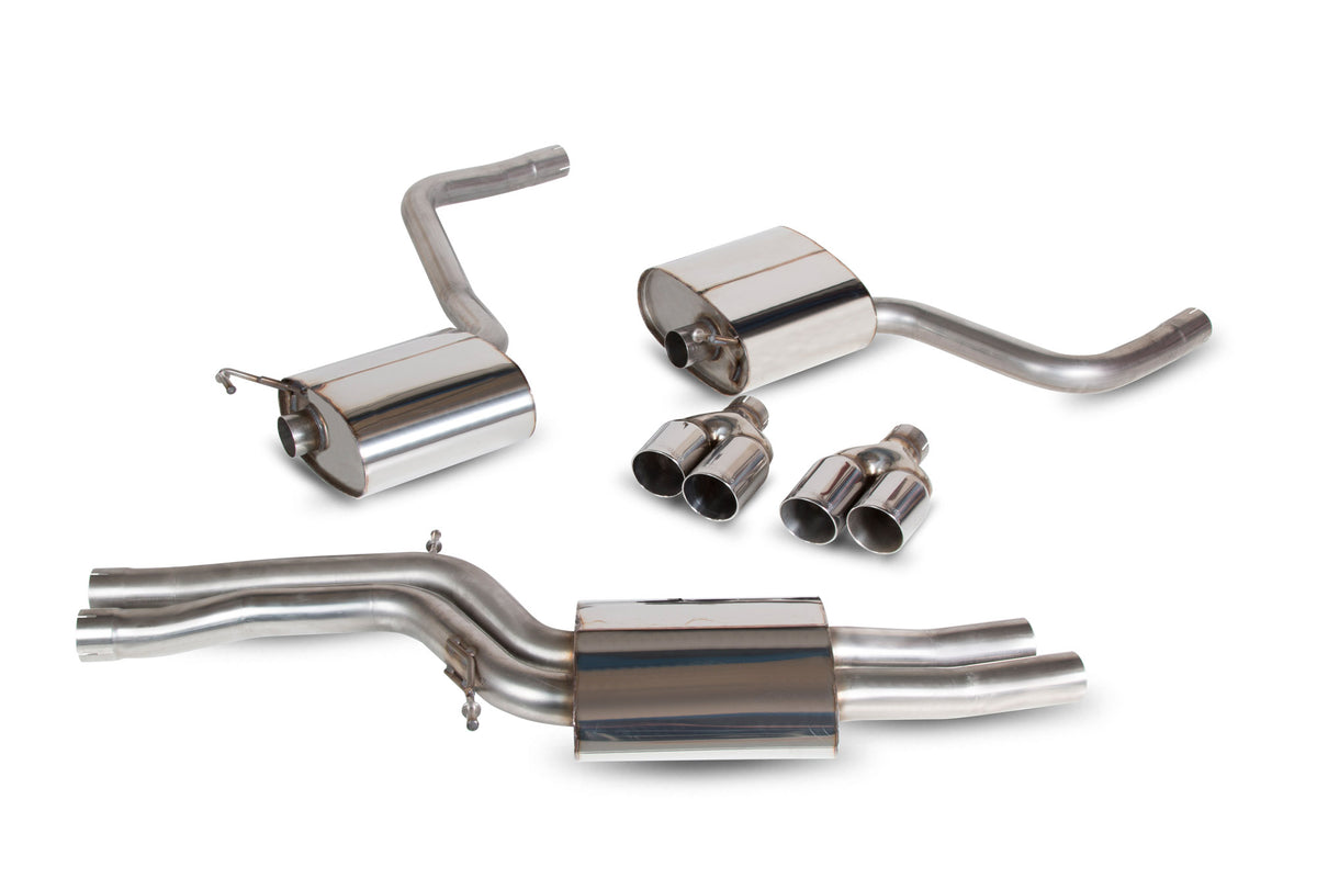 Scorpion Audi S4 B8/8.5 3.0 TFSI V6 quattro half exhaust system with resonated muffler for sedan and Avant models.