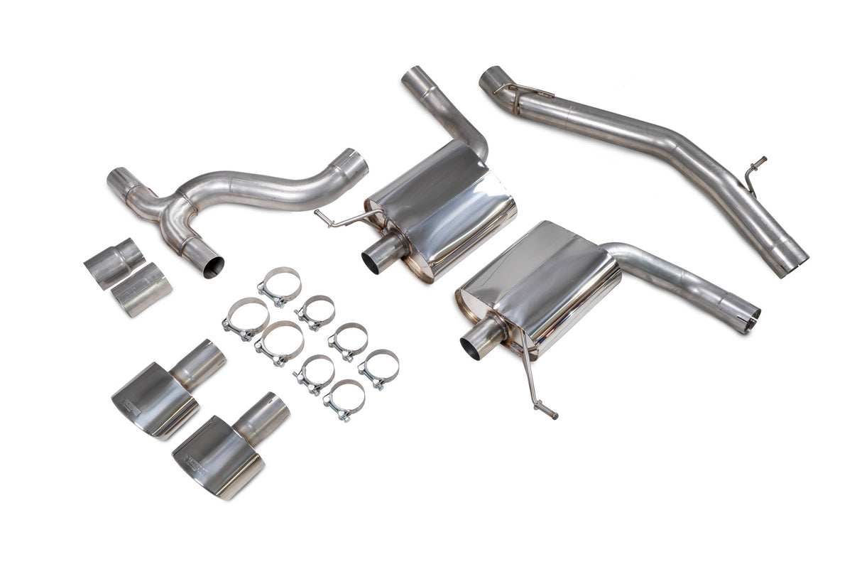 Scorpion Exhausts GPF-Back Exhaust System for Seat Leon Cupra ST 300 4Drive, showing the non-resonated design and exhaust tips.