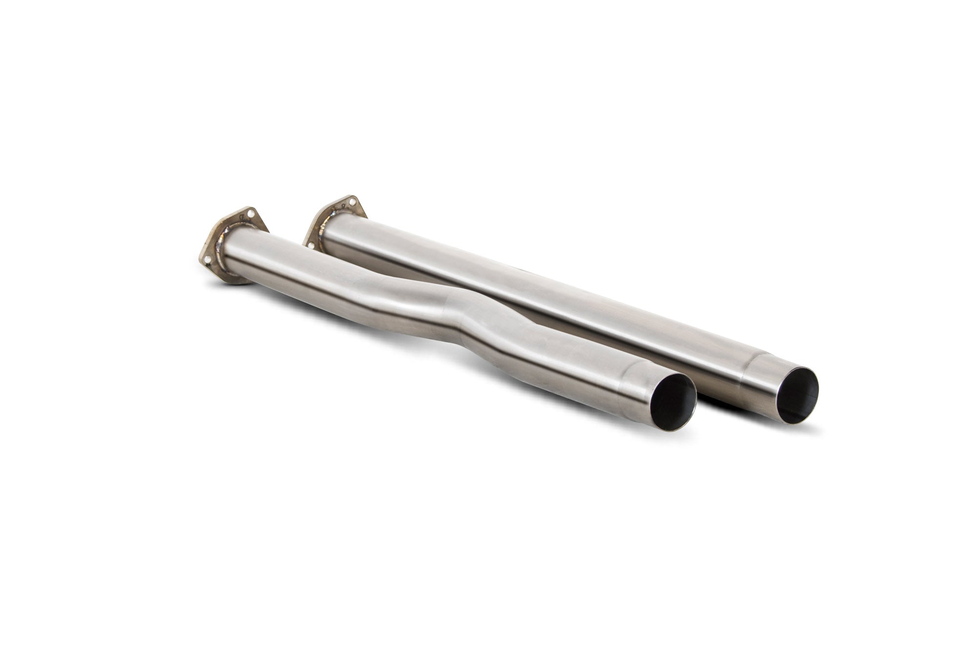Scorpion Audi TT MK2 TTRS secondary cat replacement pipes, performance exhaust component, metallic pipes with branding details