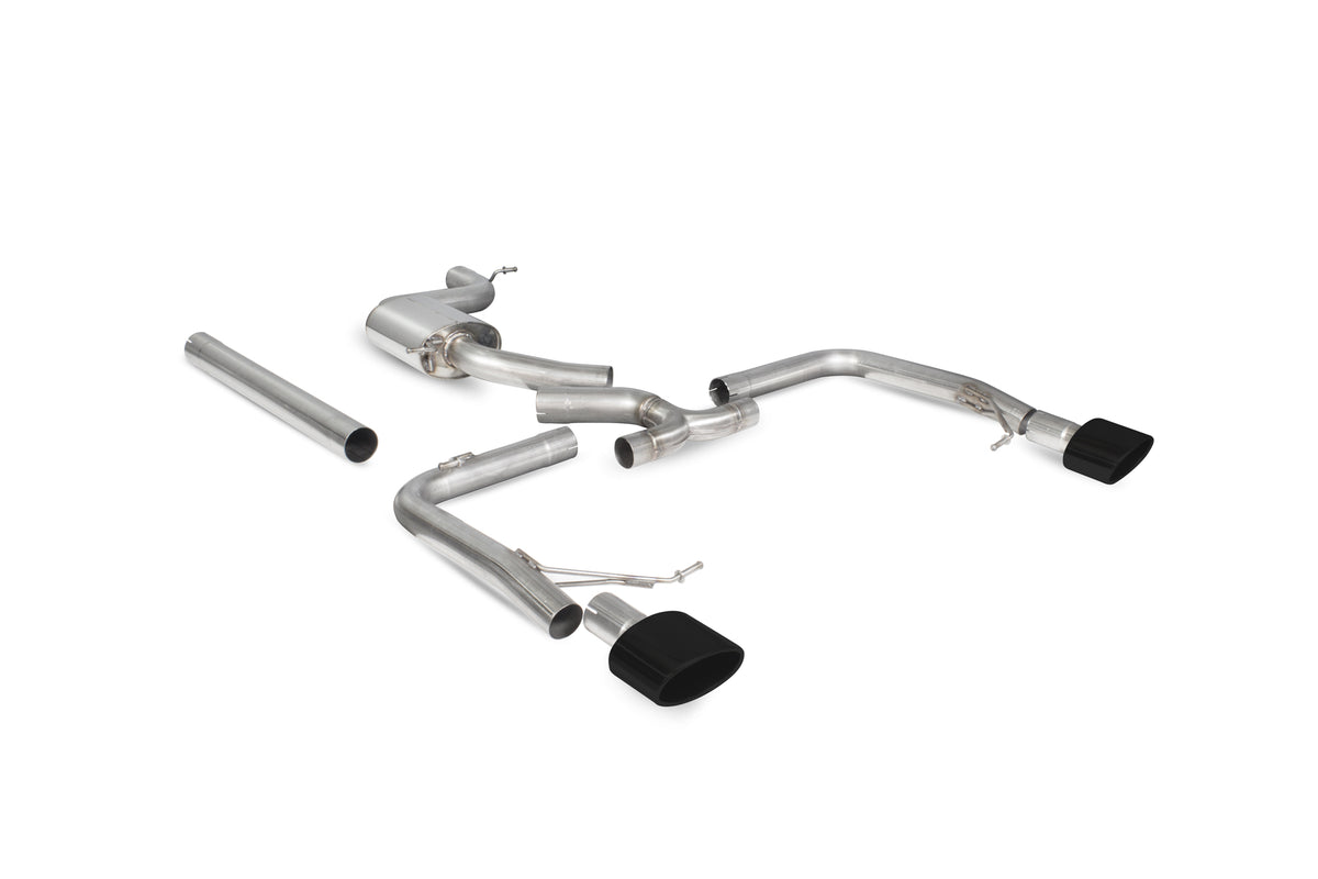 Scorpion Exhausts cat-back exhaust system for Seat Leon Cupra 2.0 TSI 280/290 ST, showing polished stainless steel pipes and muffler