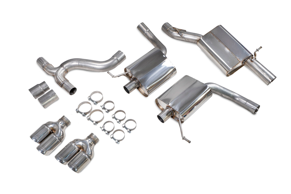 Scorpion Exhausts GPF-Back Exhaust System for Seat Leon Cupra ST 300 4Drive, showing polished metal pipes and resonated design.