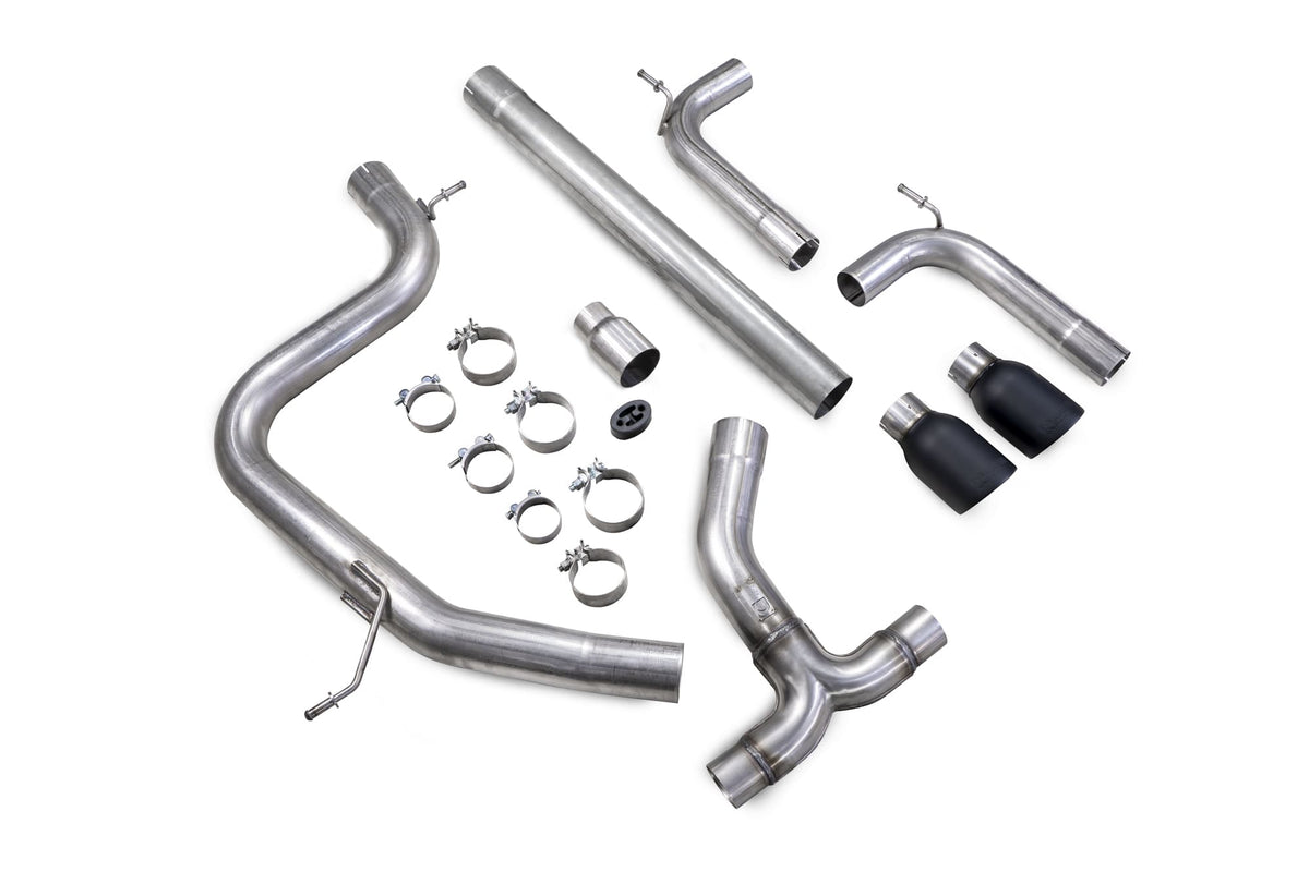 Scorpion Volkswagen Golf MK7 GTD cat-back exhaust system with GTI style muffler and polished stainless steel pipes.