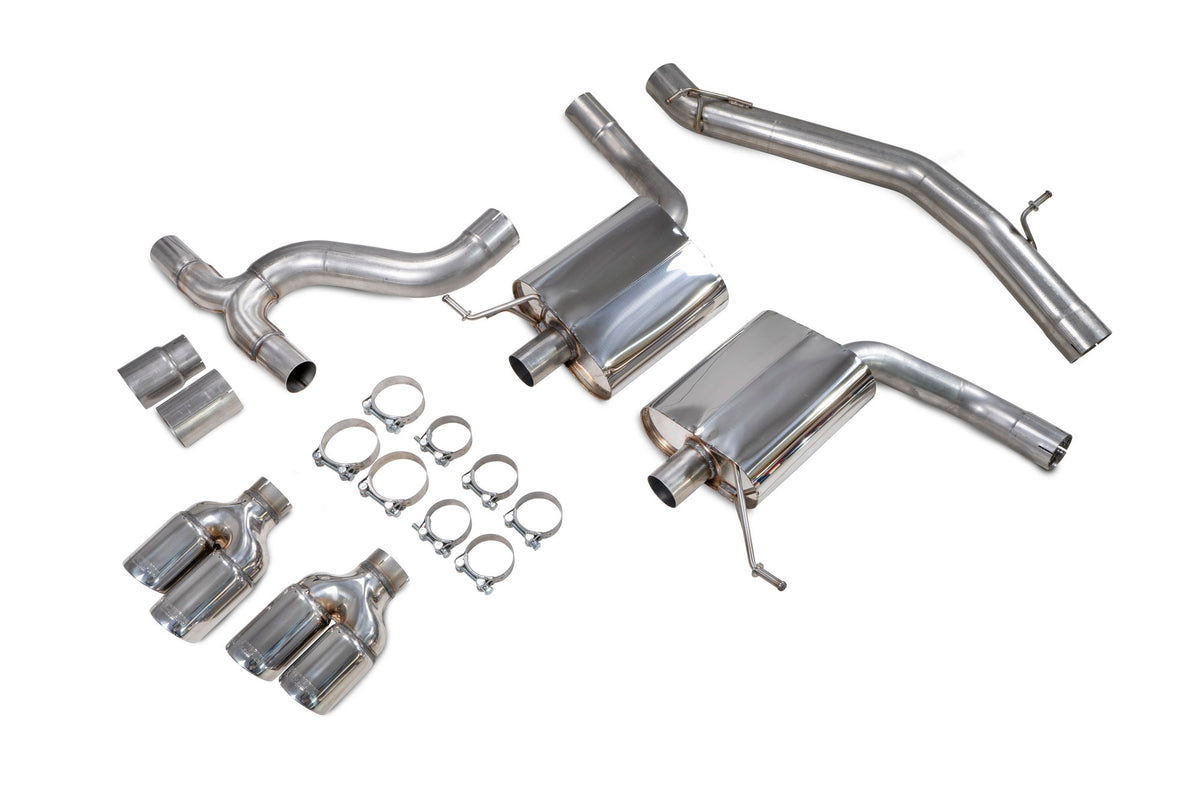 Scorpion Exhausts GPF-Back Exhaust System for Seat Leon Cupra ST 300 4Drive, showing polished exhaust pipes and muffler.