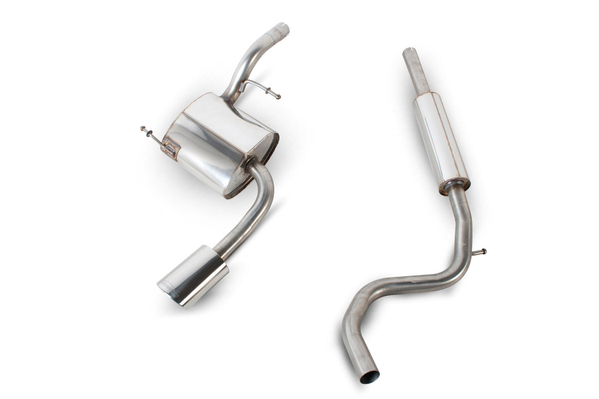 Scorpion Volkswagen Lupo 1.4 16v Sport and Arosa 1.4 16v Sport Cat-Back Exhaust System installed on a vehicle.