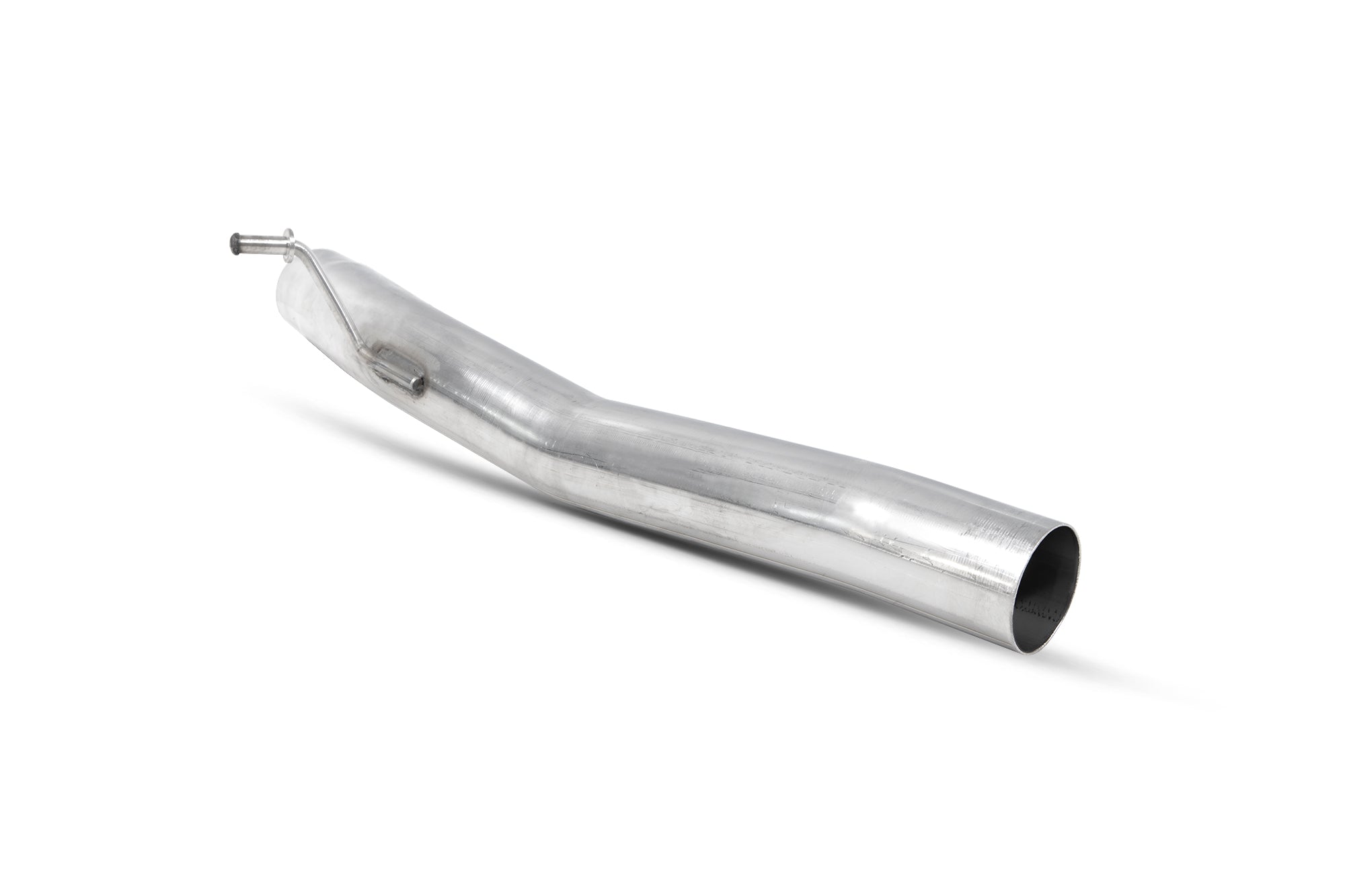 Scorpion Audi SQ2 centre silencer delete pipe showing polished metal pipe with mounting brackets and exhaust tips.