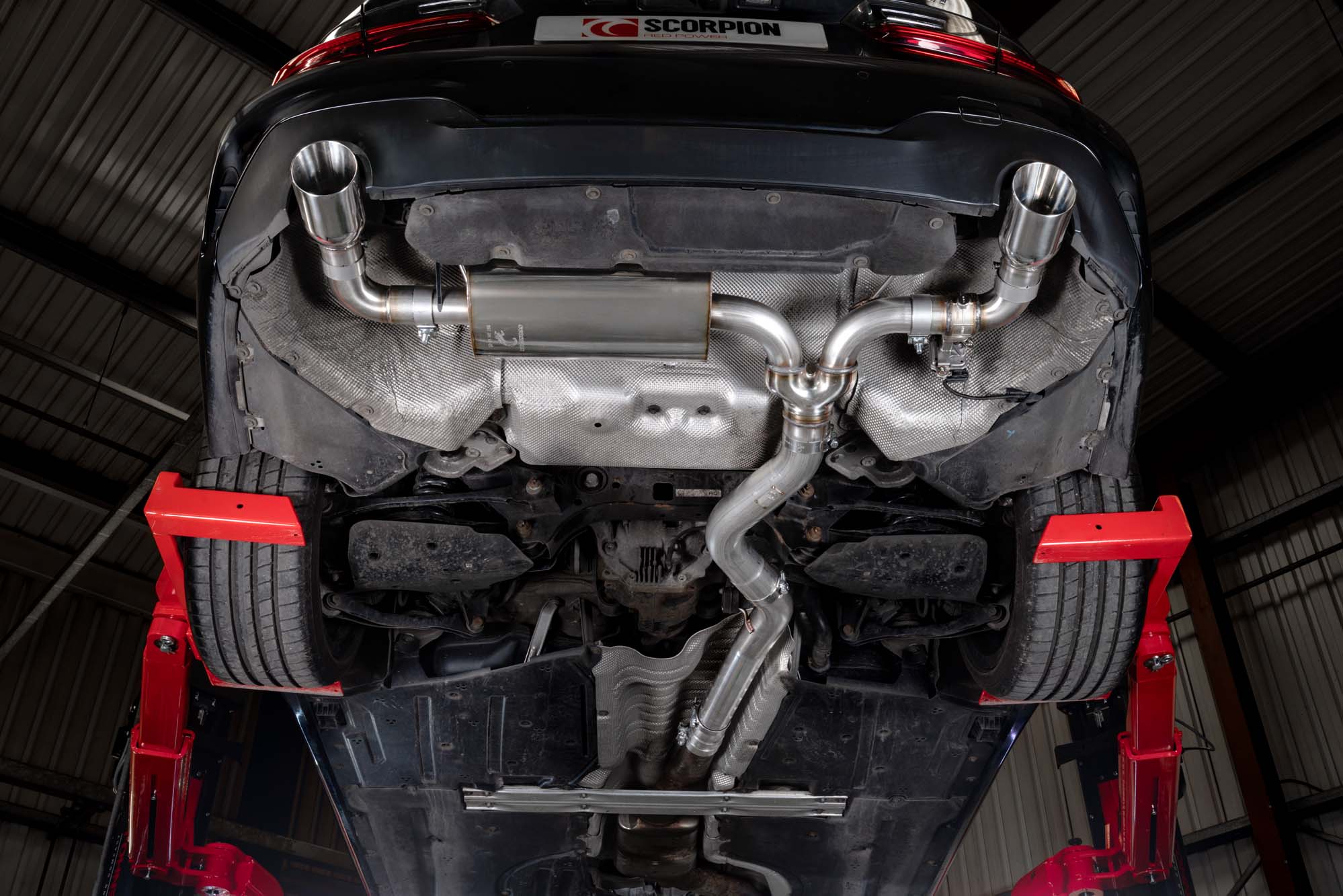 Scorpion BMW G20 G21 330i Saloon & Touring GPF-Back Exhaust - rear detail view