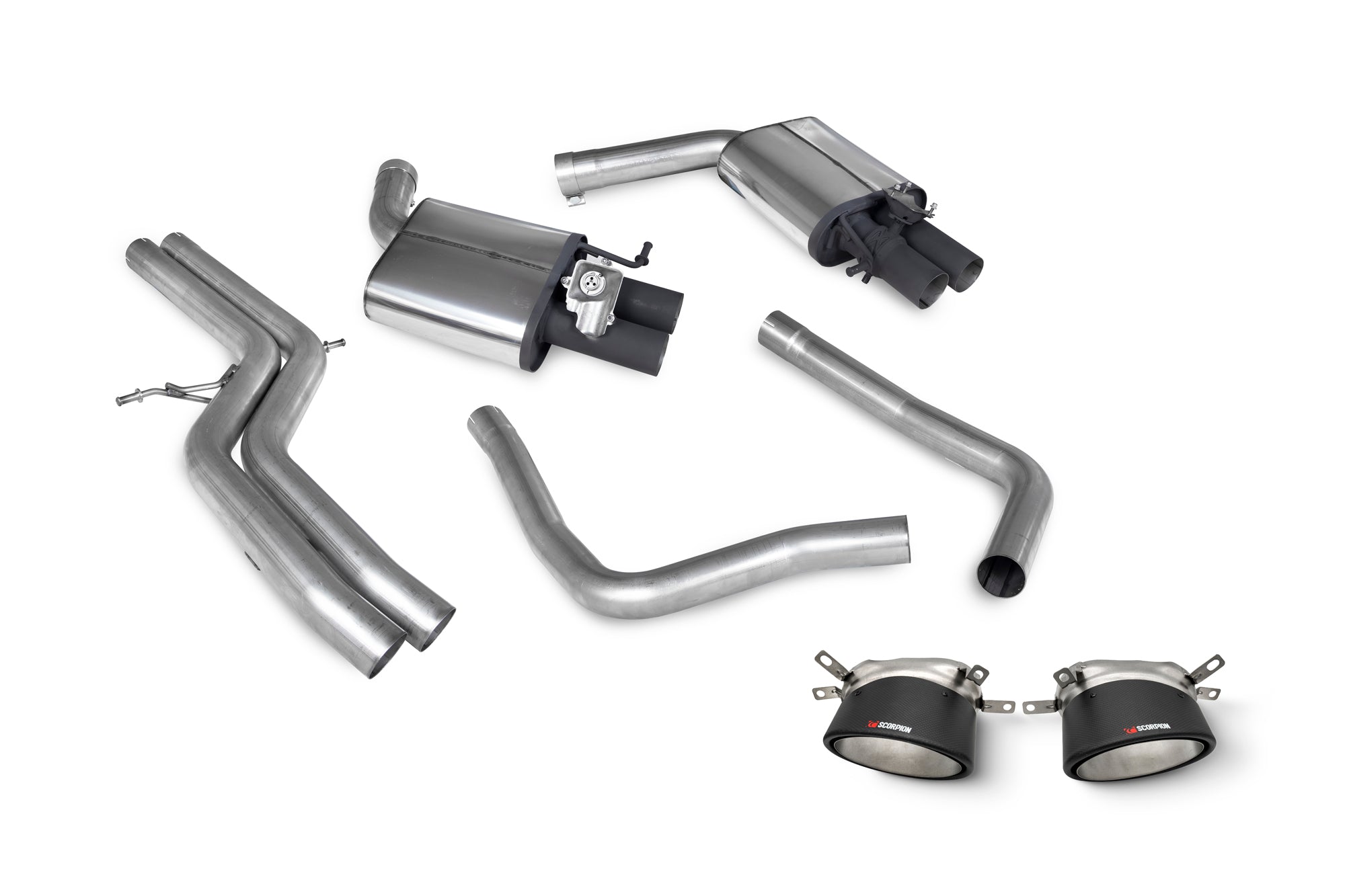 Scorpion Audi RS6 C7 Avant Non-Res Tailpipe Trim - rear detail view