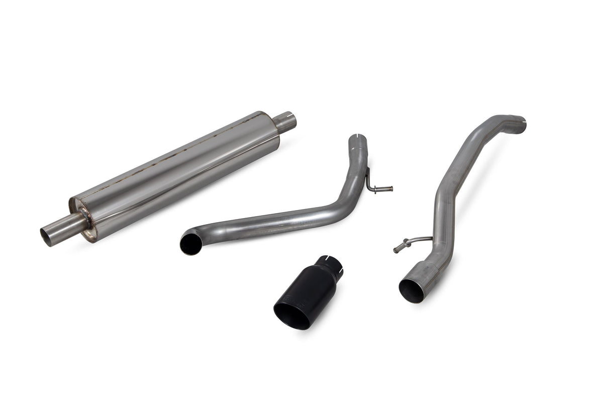 Scorpion Volkswagen UP! GTI TSI resonated cat-back exhaust system with polished stainless steel muffler and exhaust tips.