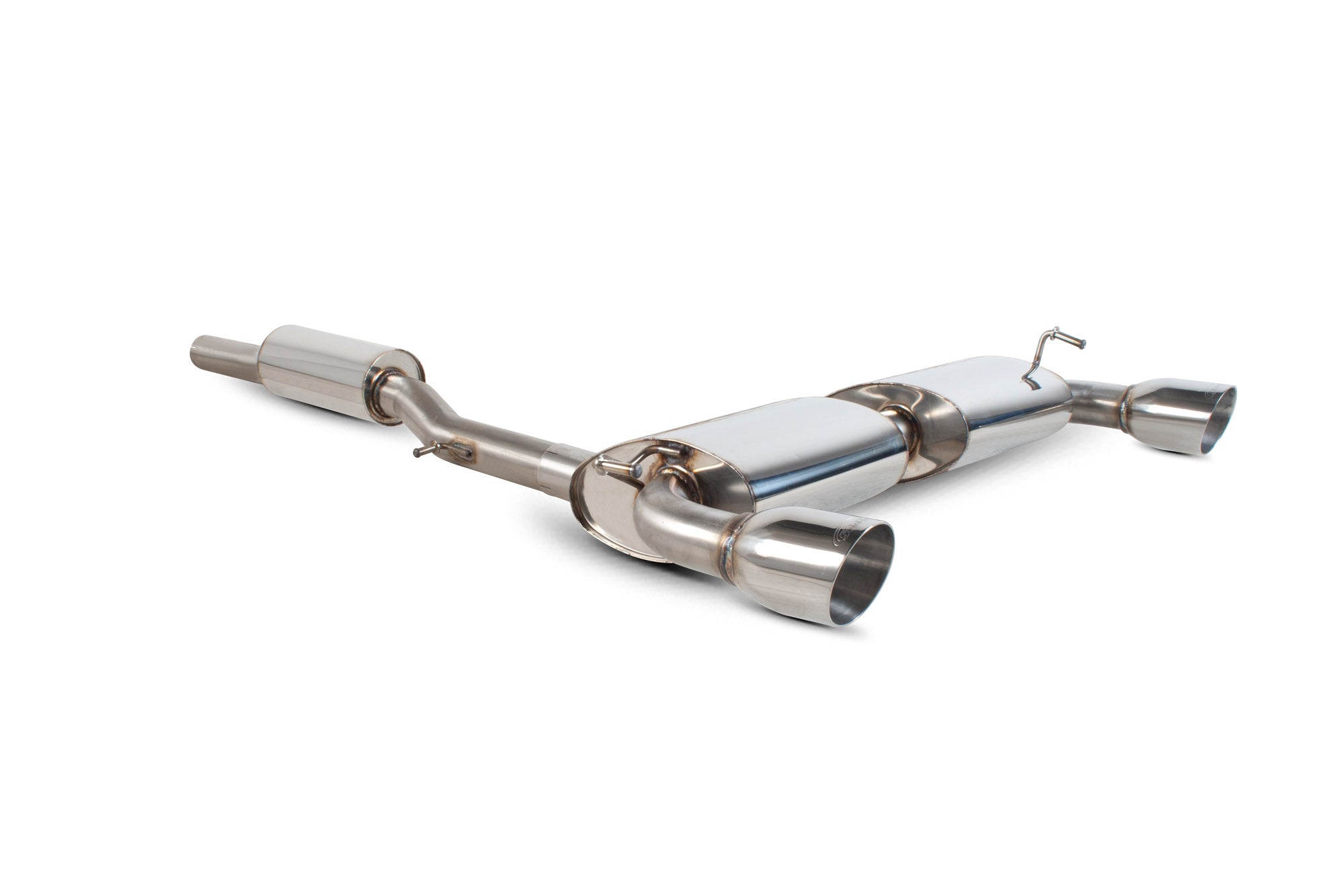 Scorpion Volkswagen Golf Mk4 R32 Resonated Cat-Back Exhaust - product view - Polished Daytona (twin) 100mm