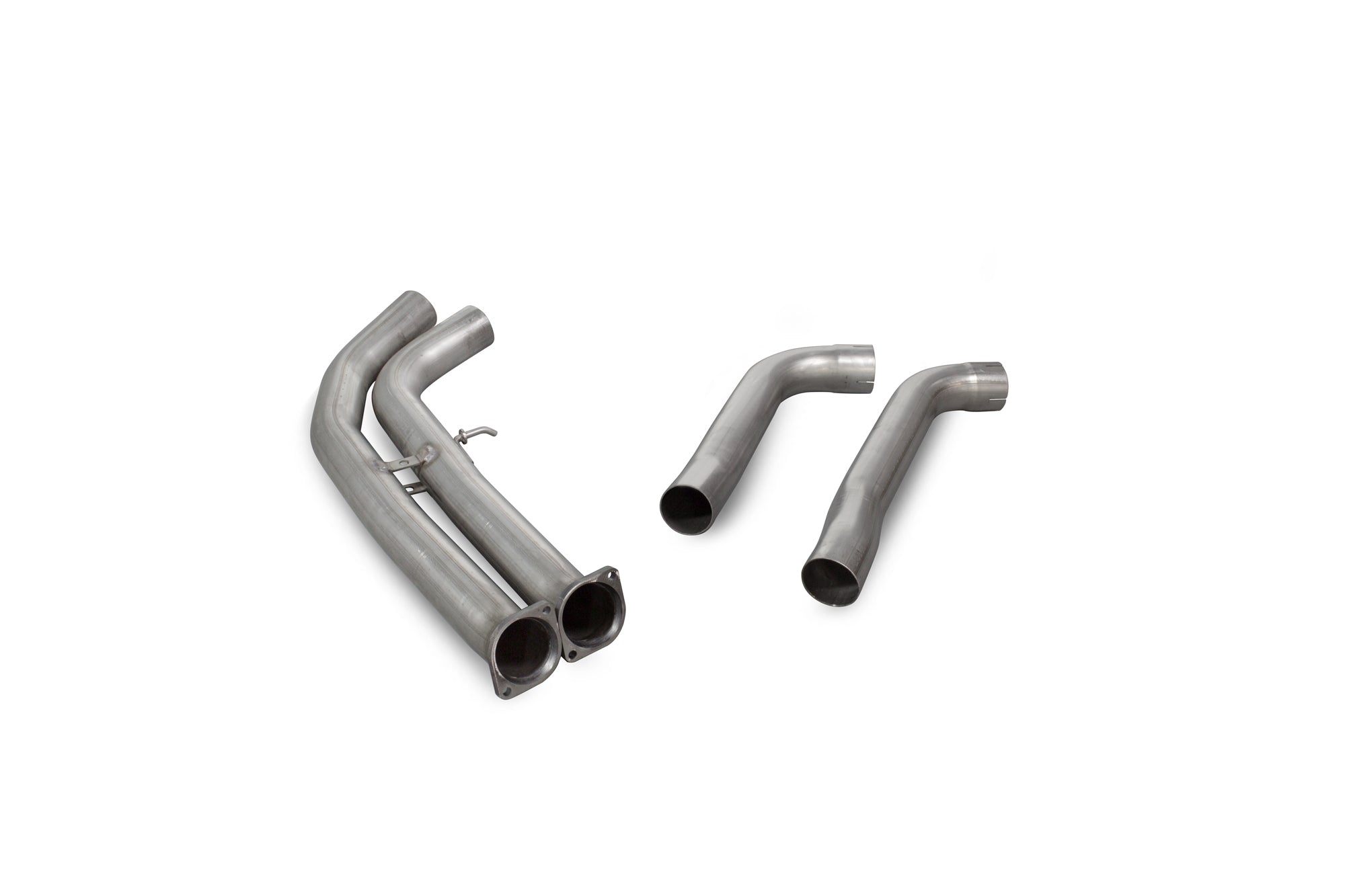 Scorpion BMW M2 Competition F87N GPF Delete Pipe showing a sleek, metallic exhaust pipe designed for performance and emissions removal.