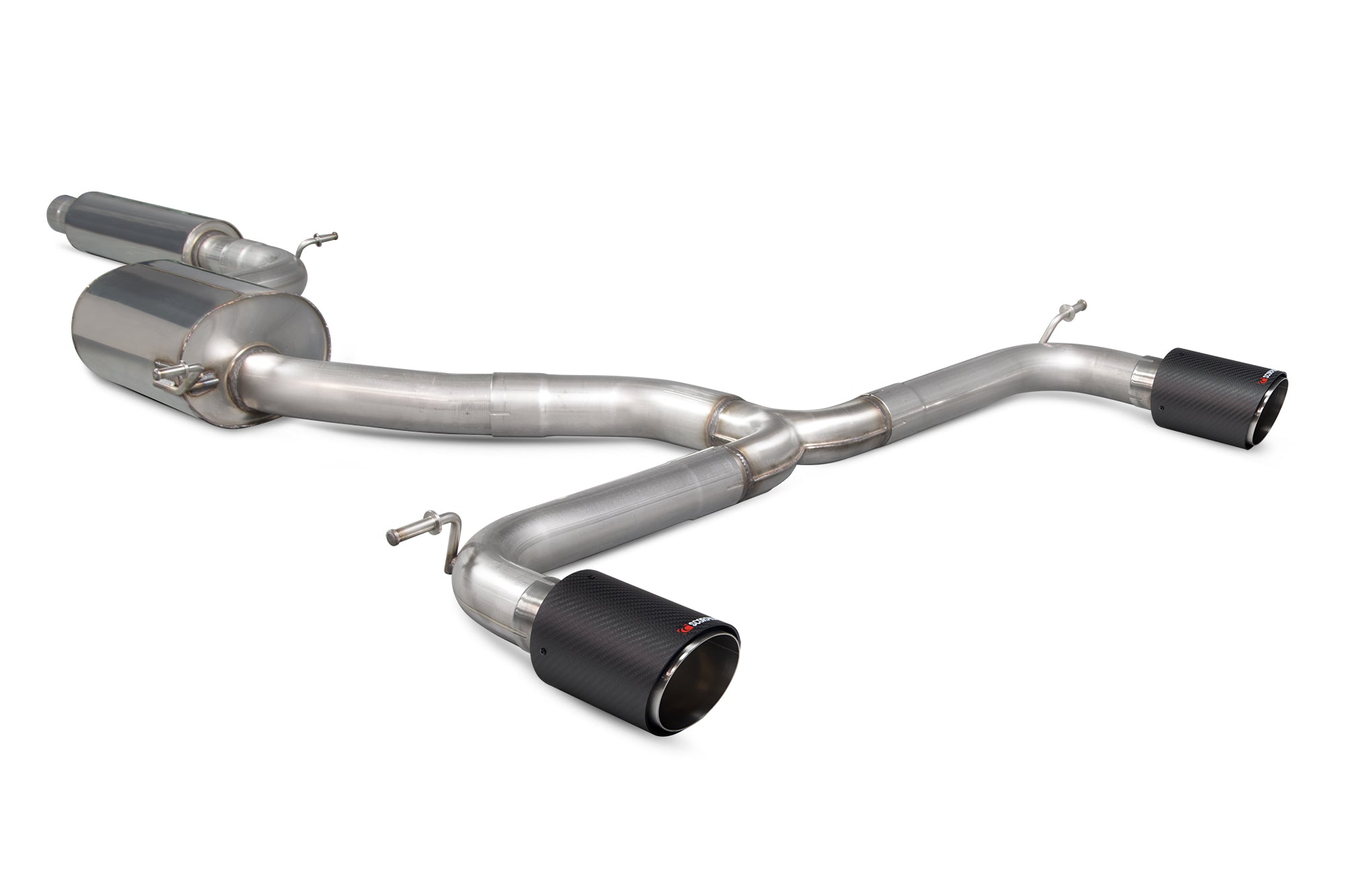 Scorpion Volkswagen Golf MK7.5 GTI Non GPF Model Only Resonated Cat-Back Exhaust - product view - Carbon Fibre Ascari 100mm