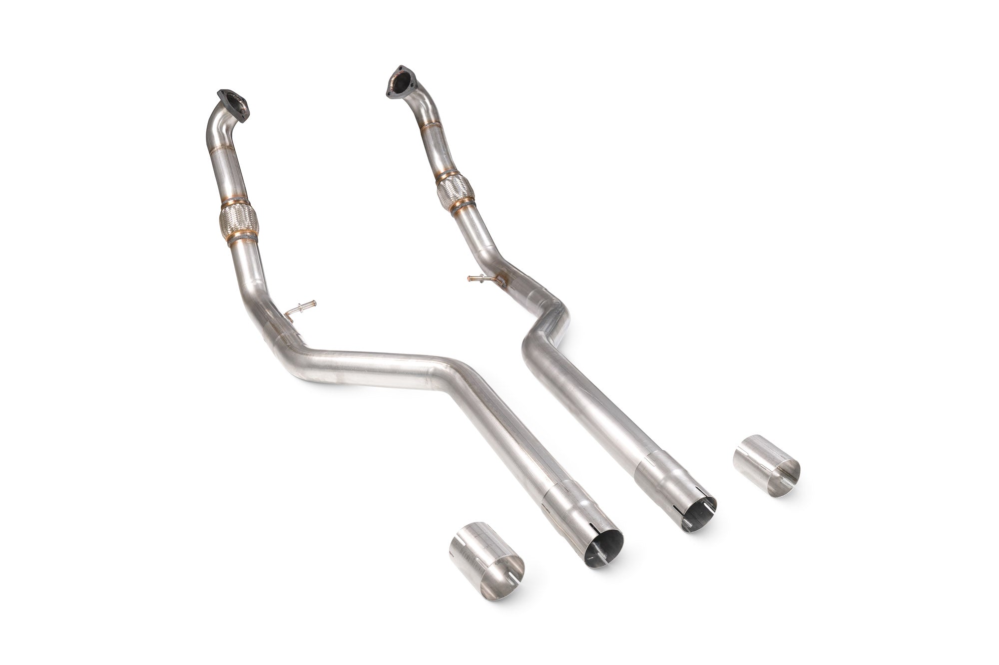 Scorpion Audi S4 B9 quattro 3.0T V6 Avant front exhaust section, non-GPF model, showing the stainless steel performance exhaust component.