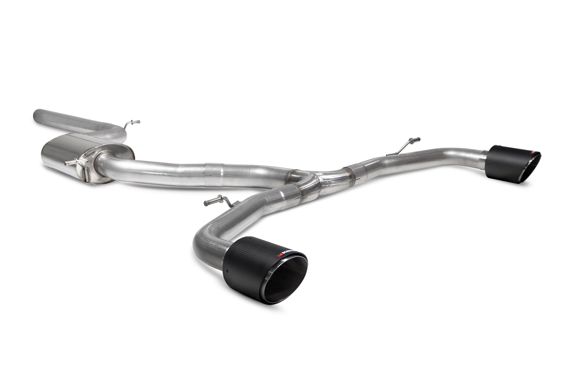 Scorpion Volkswagen Golf MK8 MK8.5 GTI Non-Res GPF-Back Exhaust - product view - Carbon Fibre Ascari 114mm
